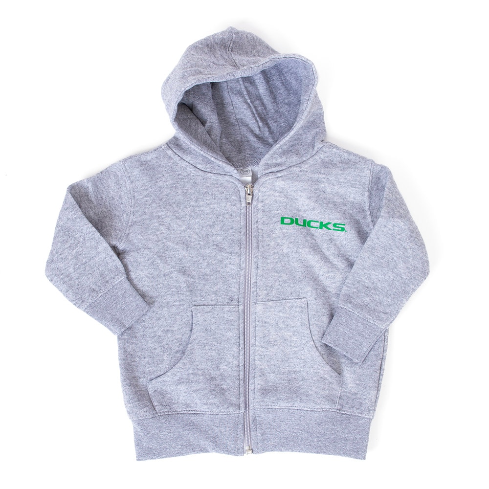 Ducks, McKenzie SewOn, Grey, Full Zip, Kids, Infant, Oregon Ducks mascot, Hoodie, Sweatshirt, 964792